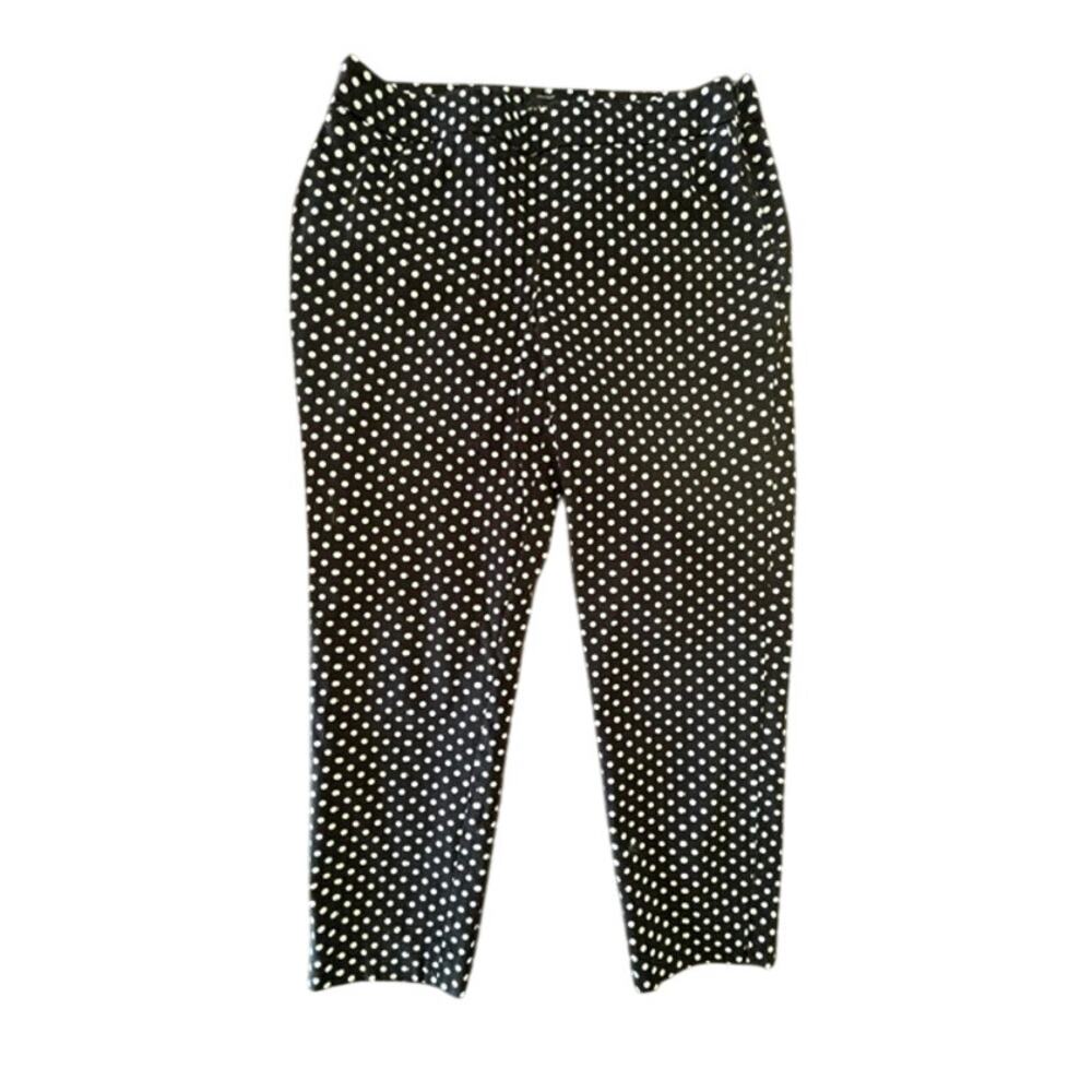 Talbots Chatham Women’s Polka Dot Ankle Pants‎ Size 10 Petite Black White